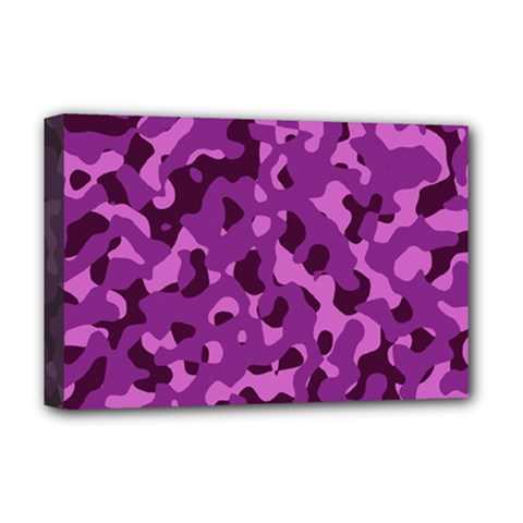 Dark Purple Camouflage Pattern Deluxe Canvas 18  X 12  (stretched) by SpinnyChairDesigns