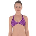 Dark Purple Camouflage Pattern Halter Neck Bikini Top View1