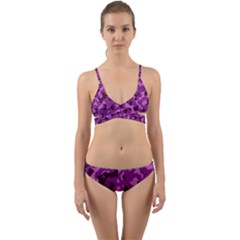 Dark Purple Camouflage Pattern Wrap Around Bikini Set by SpinnyChairDesigns