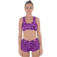 Dark Purple Camouflage Pattern Racerback Boyleg Bikini Set by SpinnyChairDesigns