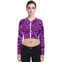 Dark Purple Camouflage Pattern Long Sleeve Zip Up Bomber Jacket View1