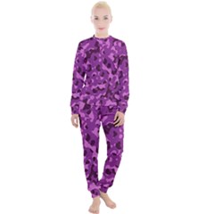 Dark Purple Camouflage Pattern Women s Lounge Set by SpinnyChairDesigns