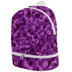 Dark Purple Camouflage Pattern Zip Bottom Backpack by SpinnyChairDesigns