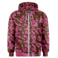 Pink And Brown Camouflage Men s Zipper Hoodie by SpinnyChairDesigns