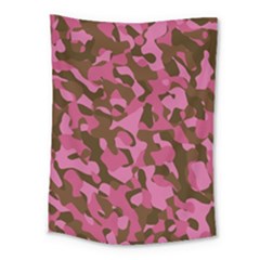 Pink And Brown Camouflage Medium Tapestry by SpinnyChairDesigns