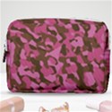 Pink and Brown Camouflage Make Up Pouch (Medium) View1