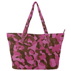 Pink And Brown Camouflage Full Print Shoulder Bag by SpinnyChairDesigns