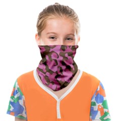 Pink And Brown Camouflage Face Covering Bandana (kids) by SpinnyChairDesigns