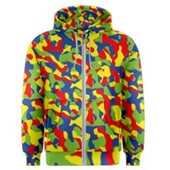 Colorful Rainbow Camouflage Pattern Men s Zipper Hoodie by SpinnyChairDesigns