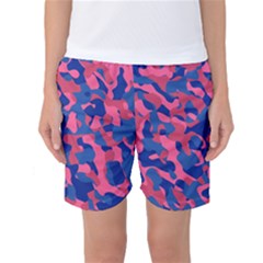 Blue And Pink Camouflage Pattern Women s Basketball Shorts by SpinnyChairDesigns