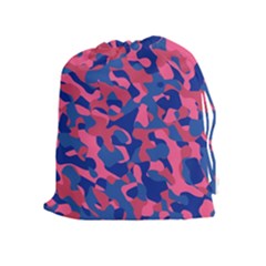 Blue And Pink Camouflage Pattern Drawstring Pouch (xl) by SpinnyChairDesigns