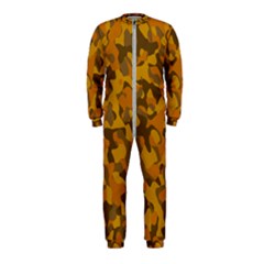 Brown And Orange Camouflage Onepiece Jumpsuit (kids) by SpinnyChairDesigns