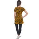 Brown and Orange Camouflage Puff Sleeve Tunic Top View2