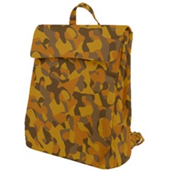 Brown And Orange Camouflage Flap Top Backpack by SpinnyChairDesigns