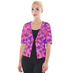 Pink And Purple Camouflage Cropped Button Cardigan by SpinnyChairDesigns