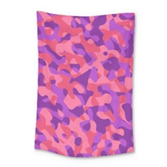 Pink And Purple Camouflage Small Tapestry by SpinnyChairDesigns