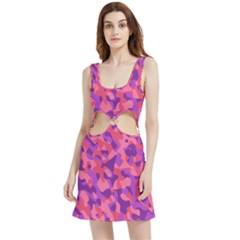 Pink And Purple Camouflage Velvet Cutout Dress by SpinnyChairDesigns