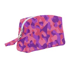 Pink And Purple Camouflage Wristlet Pouch Bag (medium) by SpinnyChairDesigns