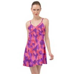 Pink And Purple Camouflage Summer Time Chiffon Dress by SpinnyChairDesigns