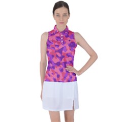 Pink And Purple Camouflage Women s Sleeveless Polo Tee by SpinnyChairDesigns