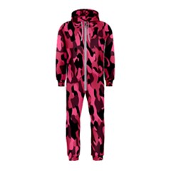 Black And Pink Camouflage Pattern Hooded Jumpsuit (kids) by SpinnyChairDesigns