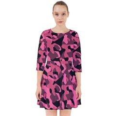 Black And Pink Camouflage Pattern Smock Dress by SpinnyChairDesigns