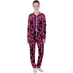 Black And Pink Camouflage Pattern Casual Jacket And Pants Set by SpinnyChairDesigns