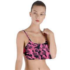 Black And Pink Camouflage Pattern Layered Top Bikini Top  by SpinnyChairDesigns