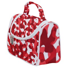 Red And White Camouflage Pattern Satchel Handbag by SpinnyChairDesigns