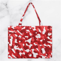 Red And White Camouflage Pattern Medium Tote Bag by SpinnyChairDesigns