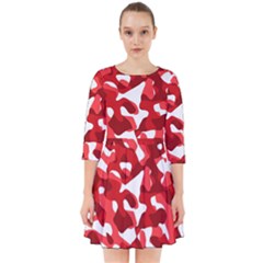 Red And White Camouflage Pattern Smock Dress by SpinnyChairDesigns