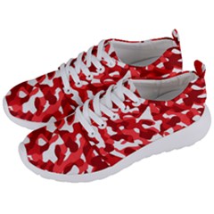 Red And White Camouflage Pattern Men s Lightweight Sports Shoes by SpinnyChairDesigns