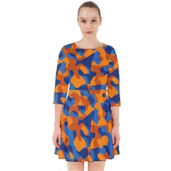 Blue And Orange Camouflage Pattern Smock Dress by SpinnyChairDesigns