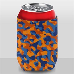 Blue And Orange Camouflage Pattern Can Holder by SpinnyChairDesigns