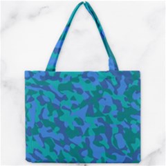 Blue Turquoise Teal Camouflage Pattern Mini Tote Bag by SpinnyChairDesigns