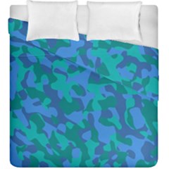 Blue Turquoise Teal Camouflage Pattern Duvet Cover Double Side (king Size) by SpinnyChairDesigns