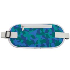 Blue Turquoise Teal Camouflage Pattern Rounded Waist Pouch by SpinnyChairDesigns