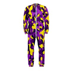 Purple And Yellow Camouflage Pattern Onepiece Jumpsuit (kids) by SpinnyChairDesigns