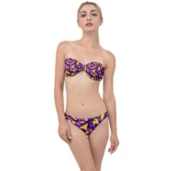 Purple And Yellow Camouflage Pattern Classic Bandeau Bikini Set by SpinnyChairDesigns