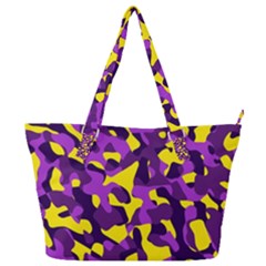 Purple And Yellow Camouflage Pattern Full Print Shoulder Bag by SpinnyChairDesigns