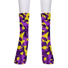 Purple And Yellow Camouflage Pattern Men s Crew Socks by SpinnyChairDesigns