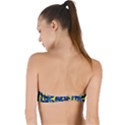 Blue and Yellow Camouflage Pattern Twist Bandeau Bikini Top View2