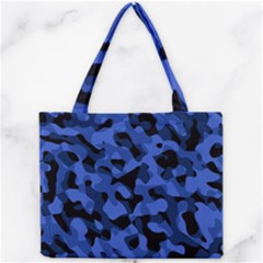 Black And Blue Camouflage Pattern Mini Tote Bag by SpinnyChairDesigns