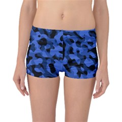 Black And Blue Camouflage Pattern Boyleg Bikini Bottoms by SpinnyChairDesigns