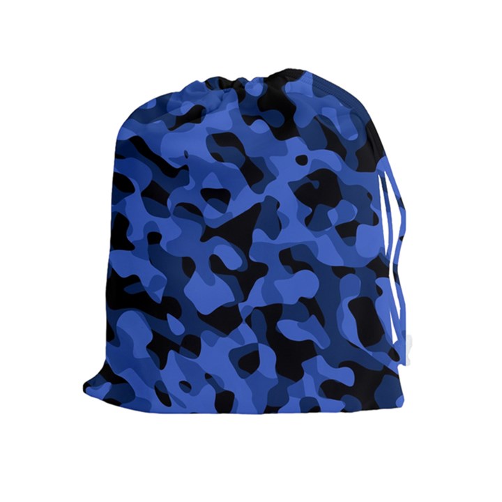 Black and Blue Camouflage Pattern Drawstring Pouch (XL)