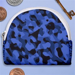 Black And Blue Camouflage Pattern Horseshoe Style Canvas Pouch by SpinnyChairDesigns