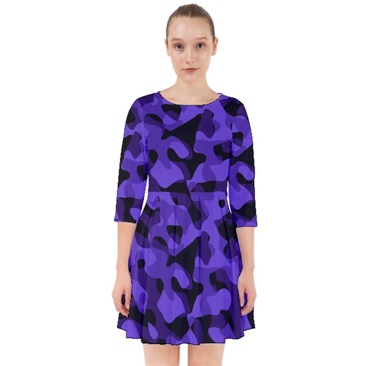 Purple Black Camouflage Pattern Smock Dress