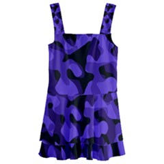 Purple Black Camouflage Pattern Kids  Layered Skirt Swimsuit by SpinnyChairDesigns