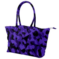 Purple Black Camouflage Pattern Canvas Shoulder Bag by SpinnyChairDesigns