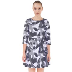 Grey And White Camouflage Pattern Smock Dress by SpinnyChairDesigns